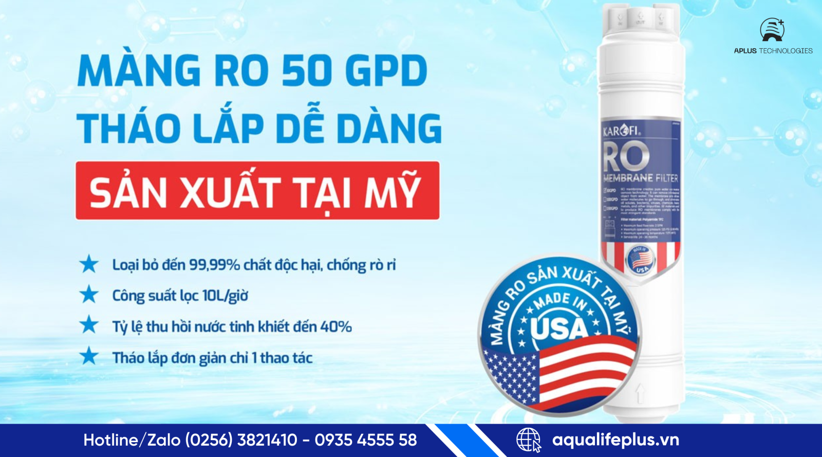 Màng lọc RO là “trái tim” của máy Karofi loại bỏ 99.9% vi khuẩn, tạp chất